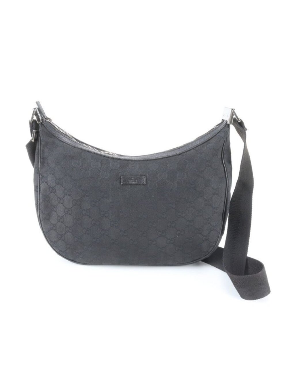 Gucci GG Canvas Leather Shoulder Bag Crossbody Hand Tote Black